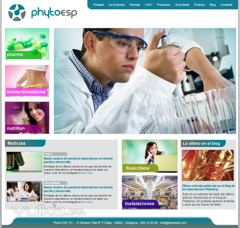 Foto de la pantalla principal de la Web de Phyto-esp