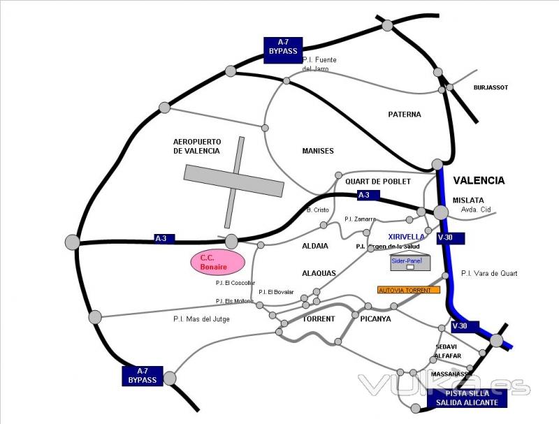 Plano carreteras acceso Sider-Panel, S.L.