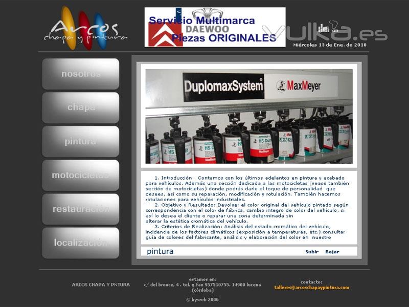 Pgina web de la empresa ..:: ARCOS CHAPA Y PINTURA ::..