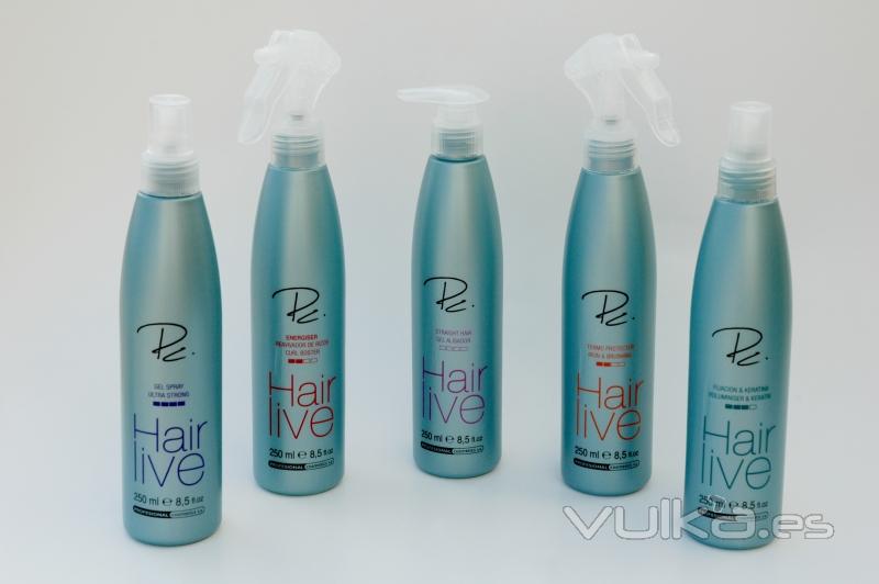 Hairlive Mousse: Espuma fuerte reestructurante, Spumafix, Spumafix color, Spray Brillo, Laca Ecolgica y Laca spray ...