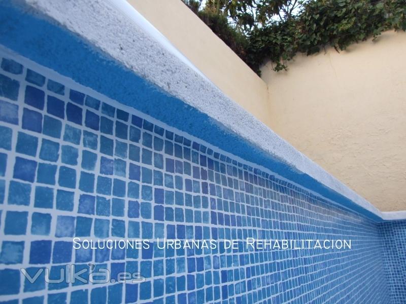 Impermeabilizacin de vaso de piscina, instalando PVC imitacin 