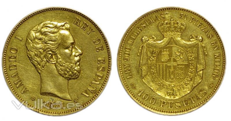 100 pesetas de Amadeo I 1971. Pieza original.Tirada aproximada de 12 unidades