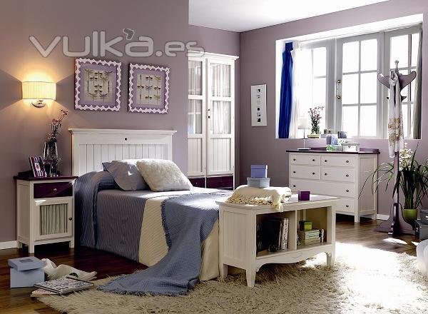 Dormitorio Juvenil Oria Color Blanco Decap y Malva. Disponible en varios colores