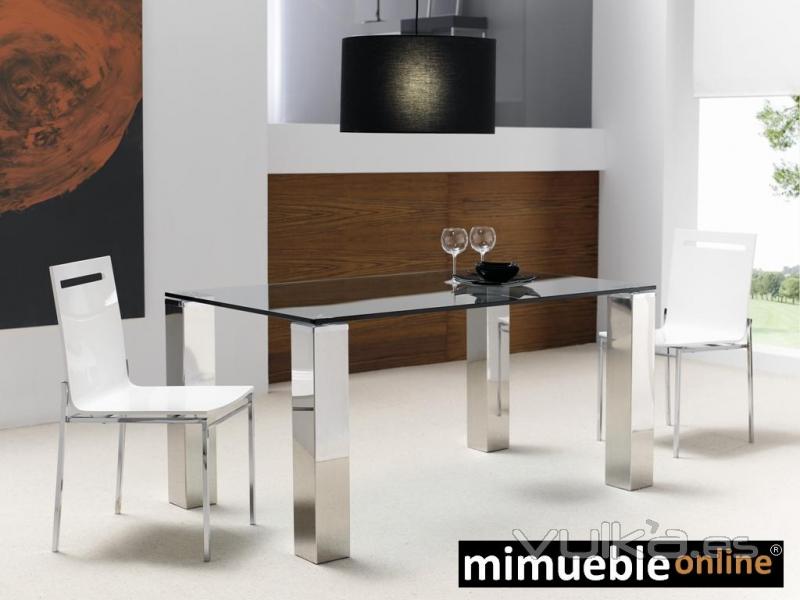 Mesa de Comedor de acero y cristal VISION INOX