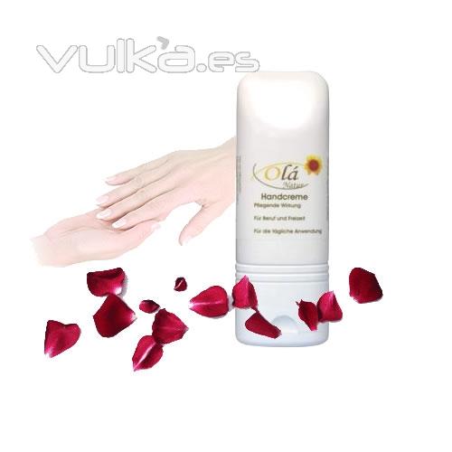 Serie Olá natur: Crema de manos con aceite de rosas. Proporciona una sensación muy agradable para las manos. ...