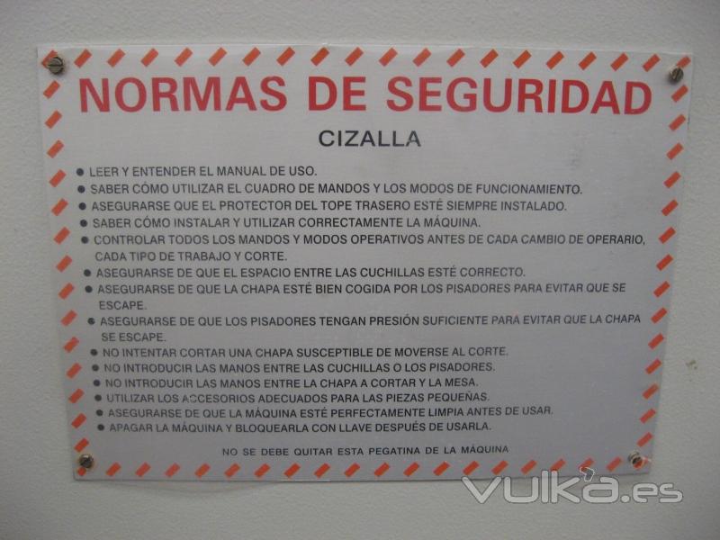 NORMAS DE SEGURIDAD. CIZALLA.