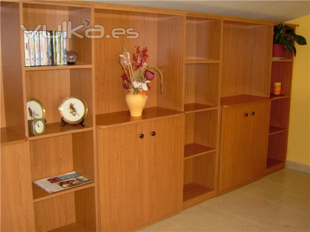 mueble divisin sala en melamina cerezo