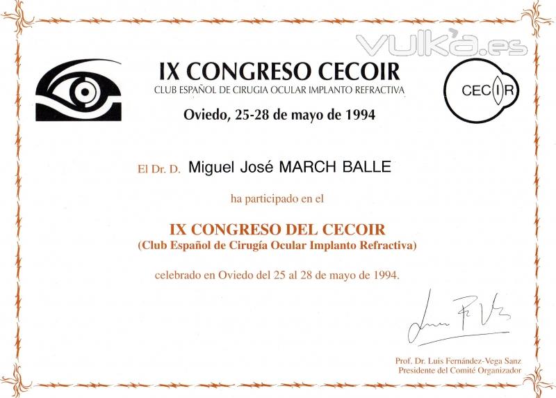 DIPLOMA CONGRESO CECOIR 1.994