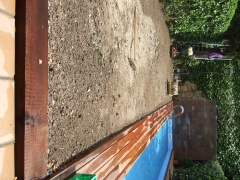 Plantacion de cesped, colocacion madera de ipe