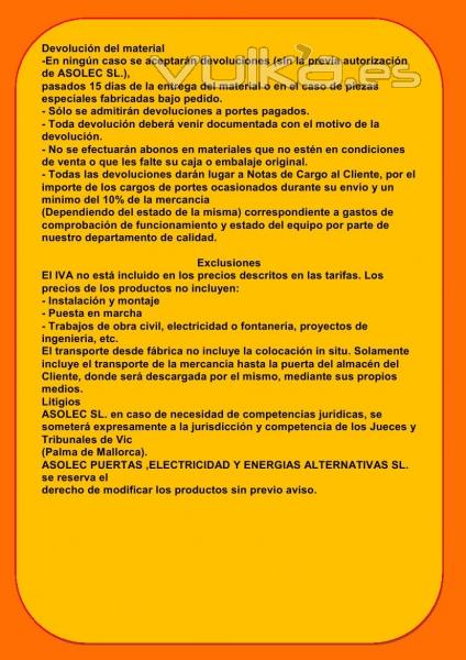 asolec puertas ,electricidad y ENERGIA ALTERNATIVA SL.