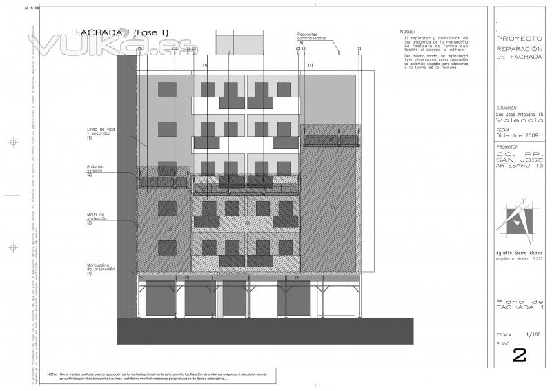 Proyecto y Estudio de Seguridad para reparación de fachadas de edificio en La Ciudad Fallera de Valencia