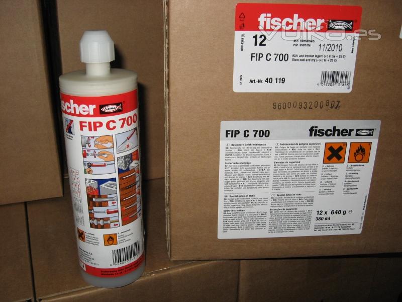 CARTUCHO RESINA INYECTABLE FISCHER FIP C 700. ANCLAJE DE INYECCION PARA OBRA.