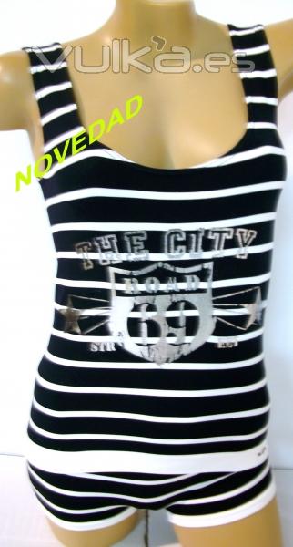 ART. 7557 CAMISETA SRA. S/C MOD NEW YORK, TALLA M - G COLORES: NEGRO, GRIS Y BLANCO