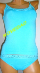 Art 7514 camiseta mod blonda, s/c tirante fino               tallas: m - g         art 7114 bikini s/c mod