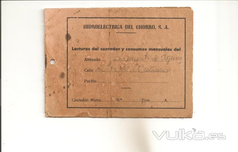 ANTIGUO LIBRITO TOMA DE LECTURAS DE HIDROELECTRICA DEL CHORRO, S.A.