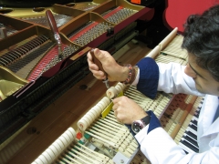 Realizando trabajos de armonizacion sobre un piano de cola