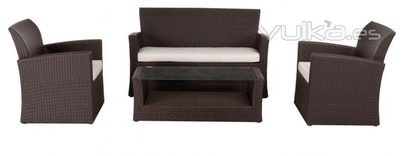 Conjunto mesa, sofa y sillones para jardin