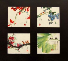 Composición de láminas Japonesas en bastidor 3D y fondo wegué