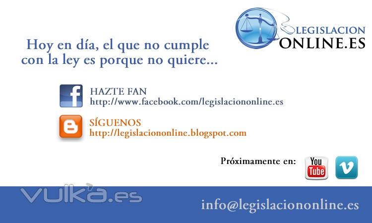 LEGISLACIONONLINE.ES tambin en Facebook y en Blogger