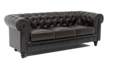 Sofa chesterfield, piel negra