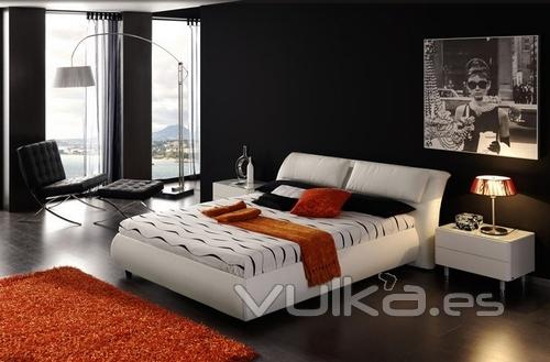Cama BED-615 + 2 mesillas, color blanco - divan abatible-