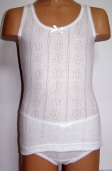 Art 100 camiseta calada nina 100% alg color: blanco tallas: 2 a 16