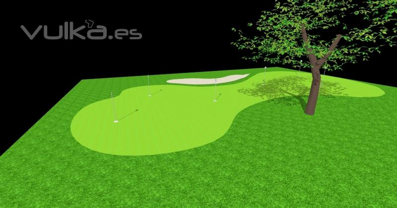 diseño y construccion de putting green con cesped artificial