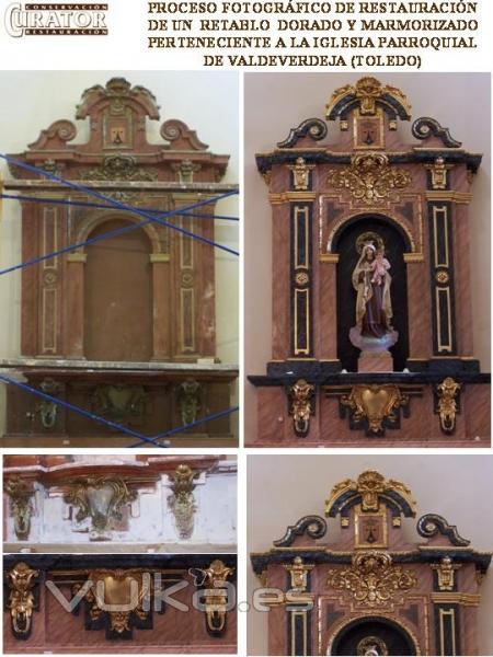 Restauracin de retablo dorado y marmorizado. Retablo pequeo, dorado y marmorizado. (Iglesia Parroquial de ...