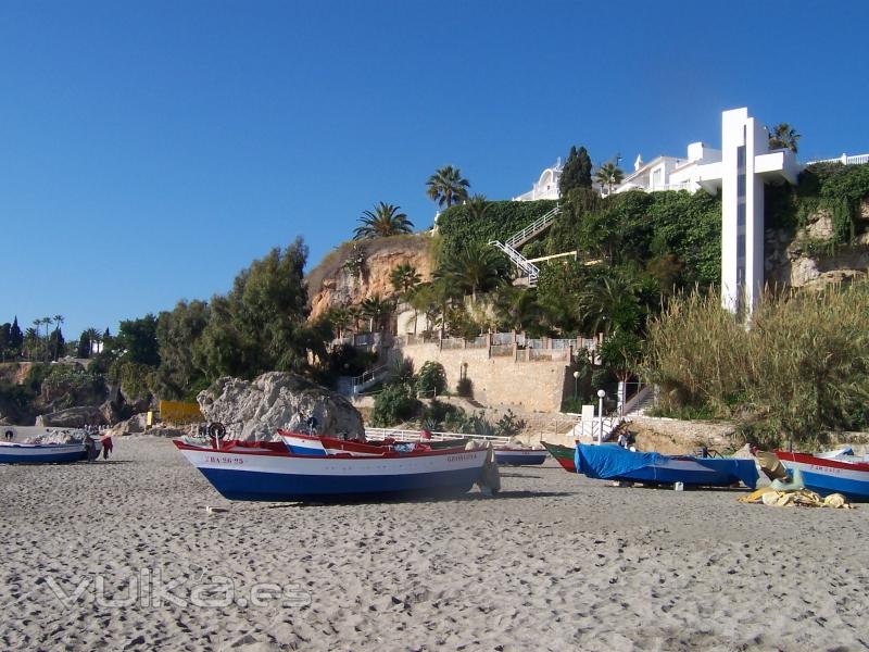 Vista de la playa de Burriana con el hotel al fondo