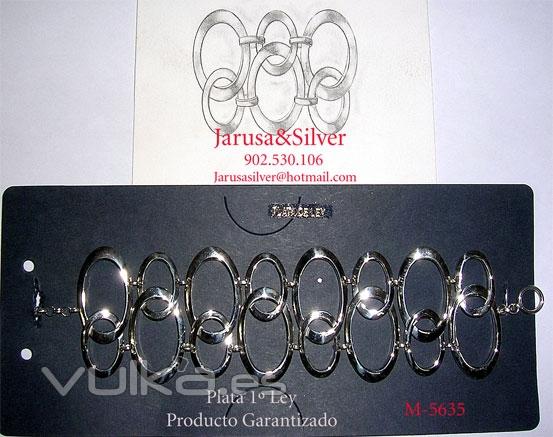 Pulsera doble oval Plata de 1 Ley