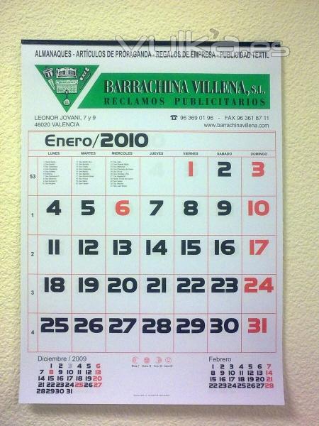 calendario publicitario  nmeros grandes