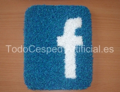 Logo de facebook en csped artificial livinggrass colors wellness azul