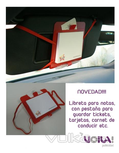 NOVEDAD!!! Carpeta, libreta y bolgrafo con gomas para el parasol del coche