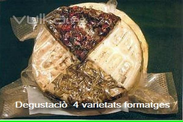 Nuestro Buque Insignia , 4 Variedades de quesos , para Degustacin,Fort Curat , Romany ,Pebre , Llet crua. 