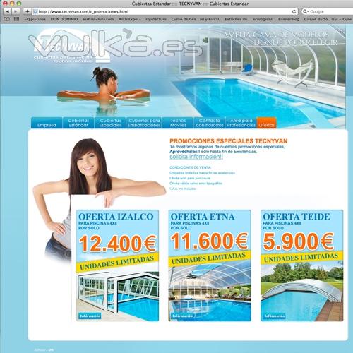 Web diseada para Tecnyvan Cubiertas para piscinas y techos mviles