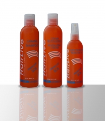 Hairlive sun es la linea solar de profesional cosmetics cuenta con un shampo, una crema revitalizante y un aceite