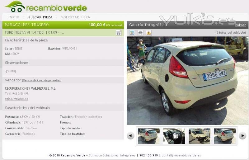 Paragolpes Trasero Ford Fiesta VI 