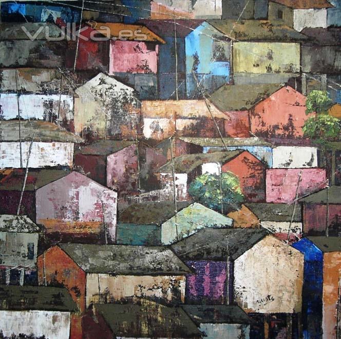 Título: CASAS Medidas: 90 x 90 cm