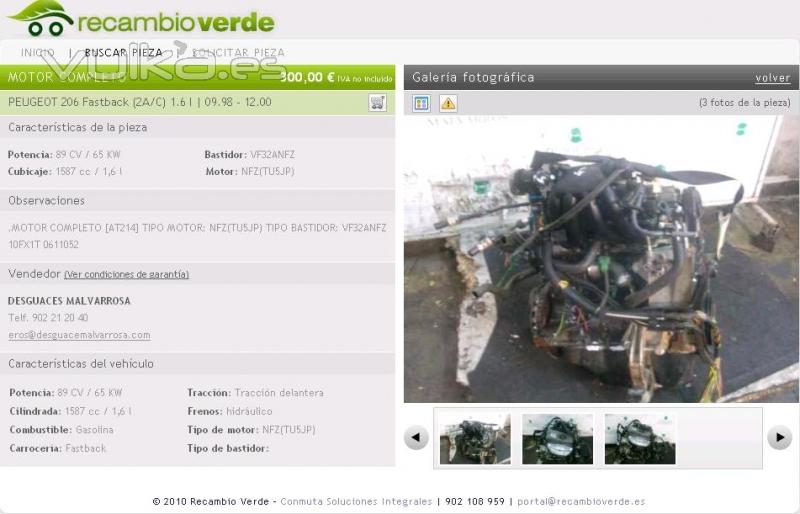 motor completo peugeot 206 1.6