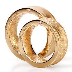 Pareja alianzas boda alemanas coleccion johan kaiser oro amarillo y diamantes serie limitada