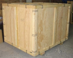 Caja de madera desmontable por sus seis lados, para ferias de muestra