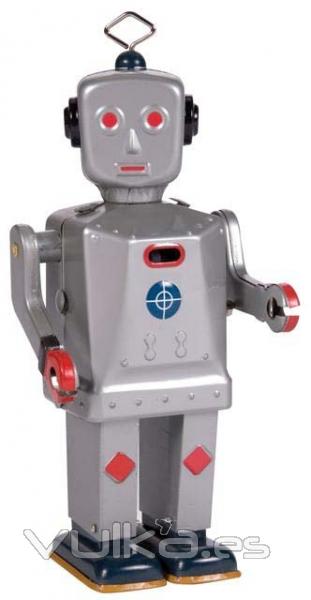 ROBOT DE HOJALATA CON MECANISMO DE CUERDA. www.juguetedehojalata.com