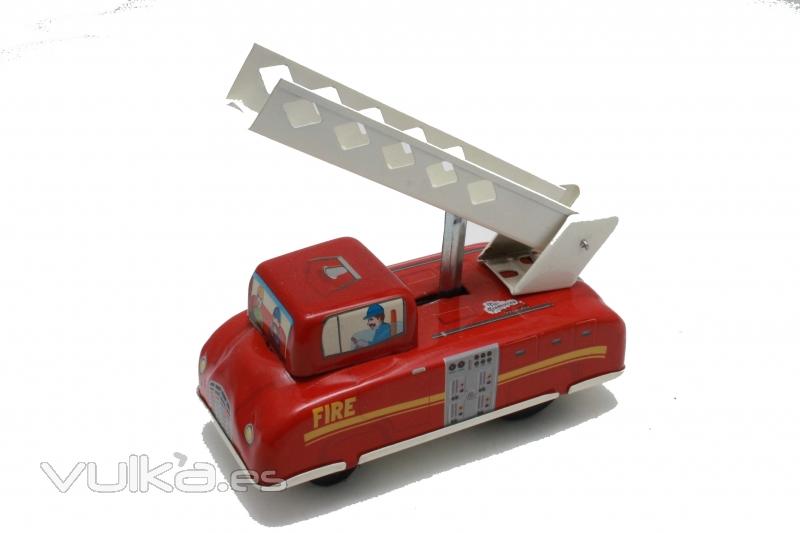 www.juguetedehojalata.com CAMION BOMBEROS DE HOJALATA CON MECANISMO DE RESORTE.8cms) www.juguetedehojalata.com