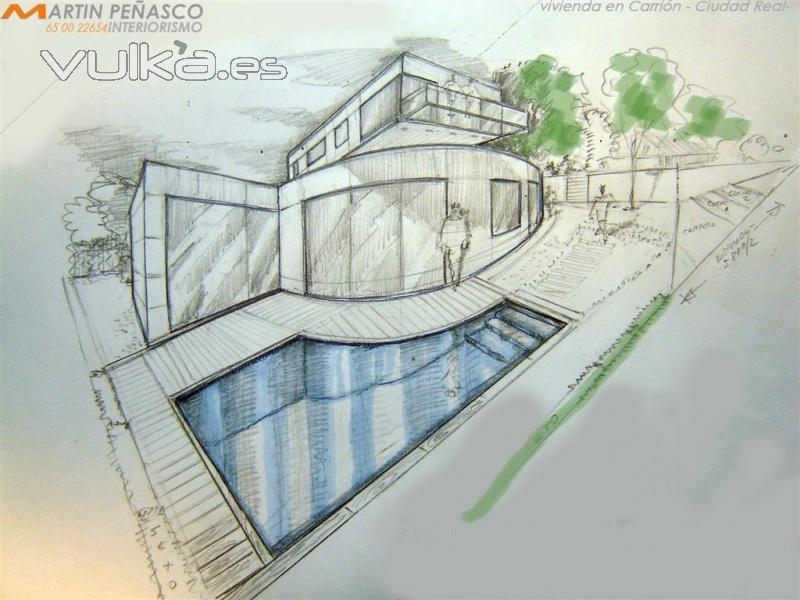 Anteproyecto de Vivienda.Croquis Exterior . MARTINPEASCOinteriorismo. Tlf.650 022 654