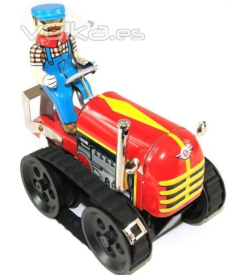 BULDOZER DE HOJALATA CON MECANISMO DE CUERDA www.juguetedehojalata.com