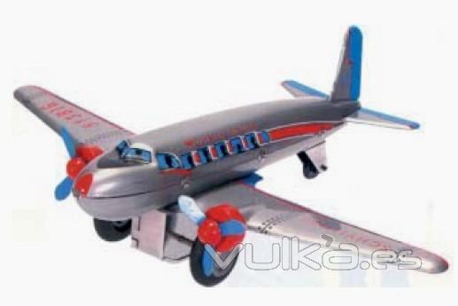 AVION DE HOJALATA CON MECANISMO DE FRICCION www.juguetedehojalata.com