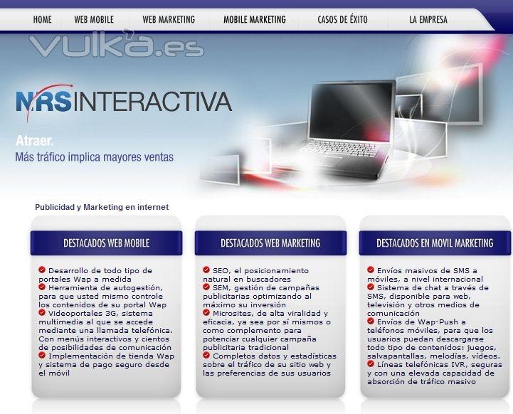 Portada del sitio web de NRS Interactiva