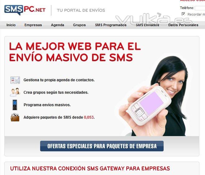 Portada del sitio web de SmsPC.Net