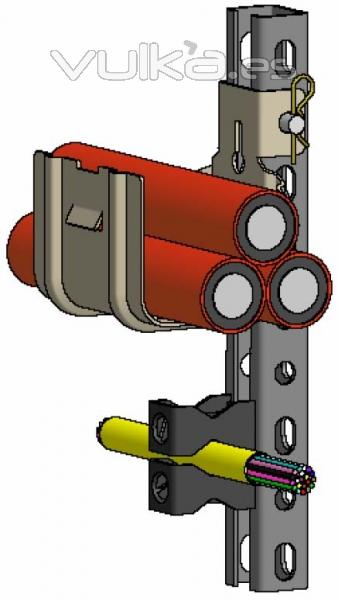 Canaletas, cazoletas y soportes para cables y tuberas de grandes secciones - cable fix. Homologado para ADIF