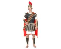 Disfraz de centurin romano, incluye:  sombrero,  casco, capa, brazaletes de cinturn y espinilleras